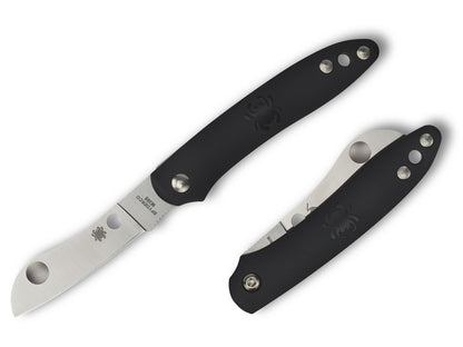 Spyderco Roadie 2.09" M398 Black Slipjoint Folding Knife C189PBK Made in Italy