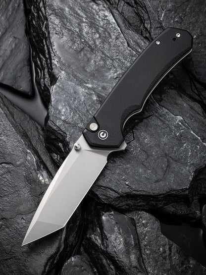 Civivi Brazen Tanto Button Lock 3.46" Sandvik 14C28N Black G10 Knife C19059C-1