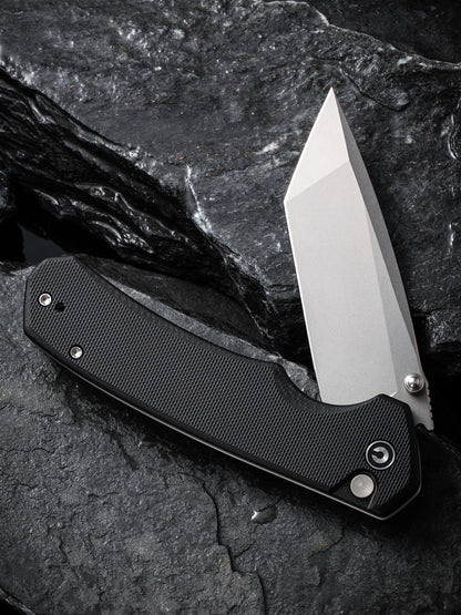 Civivi Brazen Tanto Button Lock 3.46" Sandvik 14C28N Black G10 Knife C19059C-1