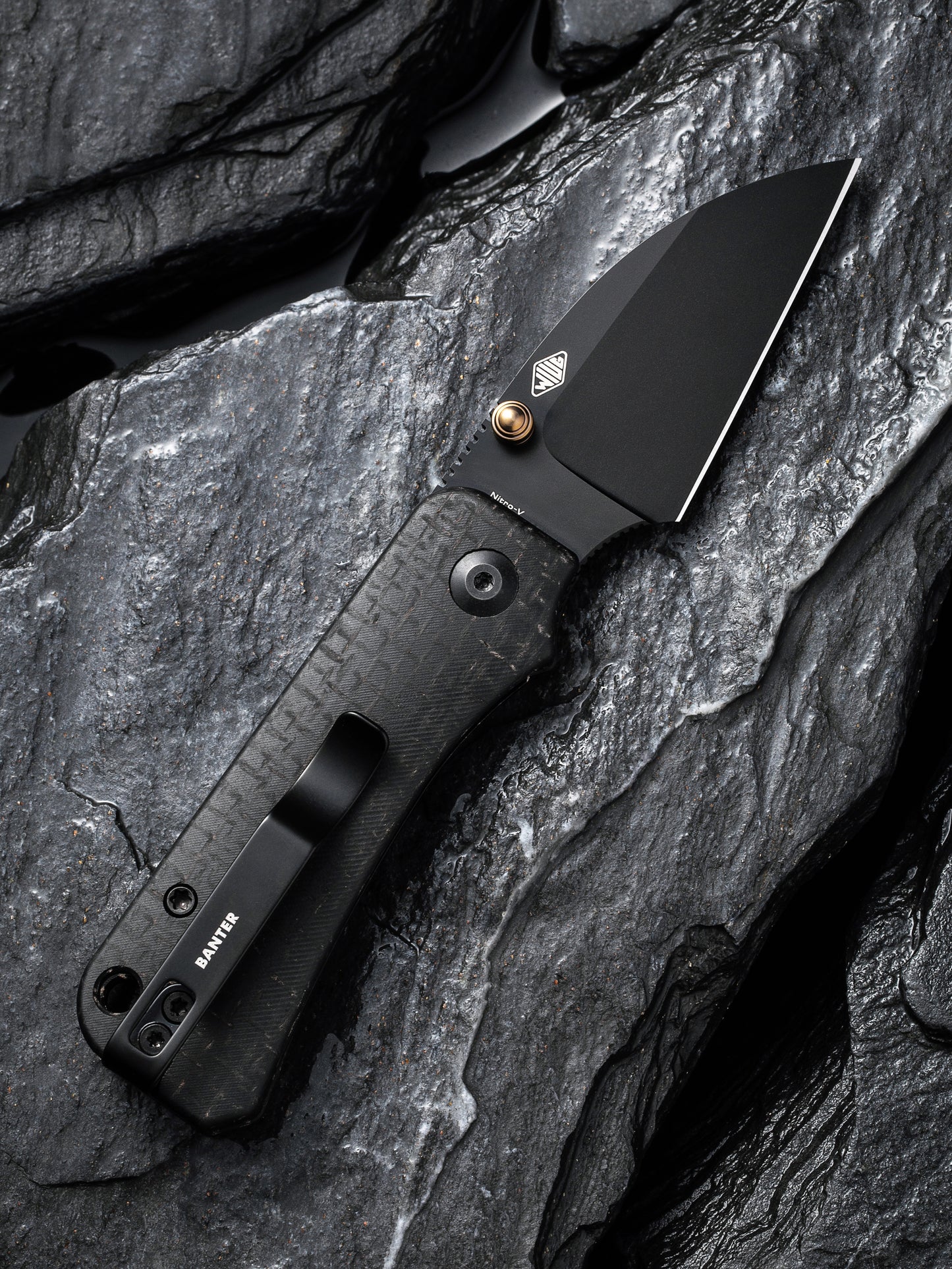 Civivi Baby Banter Wharncliffe 2.32" Black Nitro-V Black Burlap Micarta Folding Knife C19068SC-1
