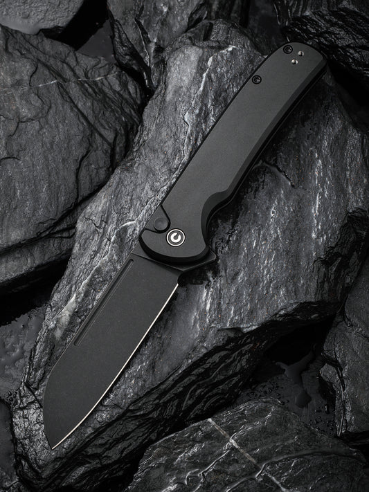 Civivi Chevalier II 3.47" Sandvik 14C28N Black Aluminium Button Lock Folding Knife C20022B-1