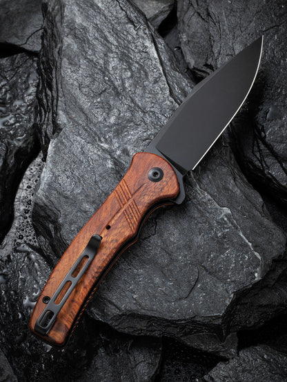 Civivi Cogent 3.47" Sandvik 14C28N Black Cuibourtia Wood Folding Knife C20038D-8