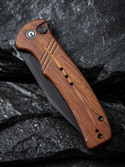 Civivi Cogent 3.47" Sandvik 14C28N Black Cuibourtia Wood Folding Knife C20038D-8