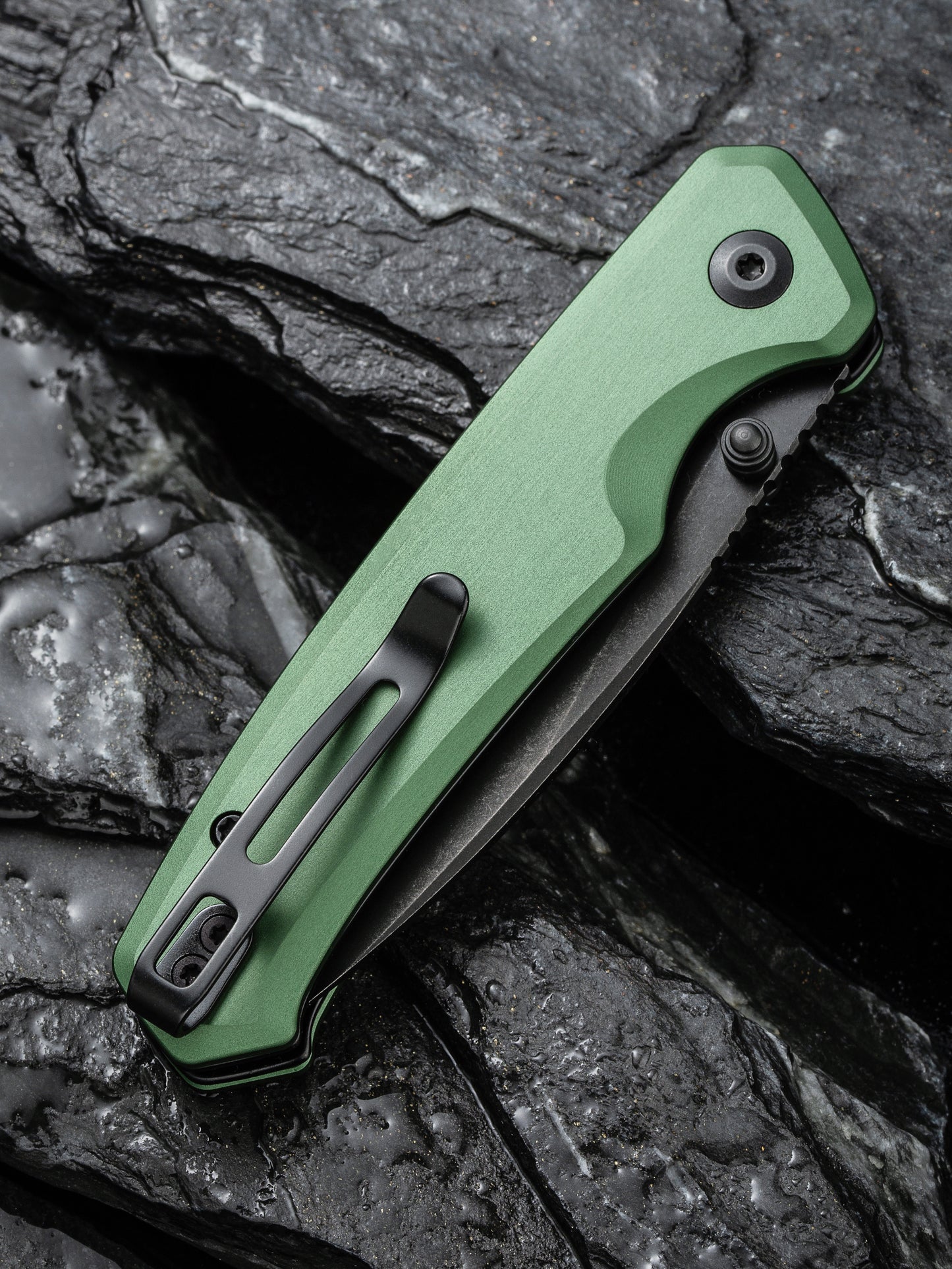 Civivi Altus 2.97" Nitro-V Black Green Aluminium Folding Knife C20076-5