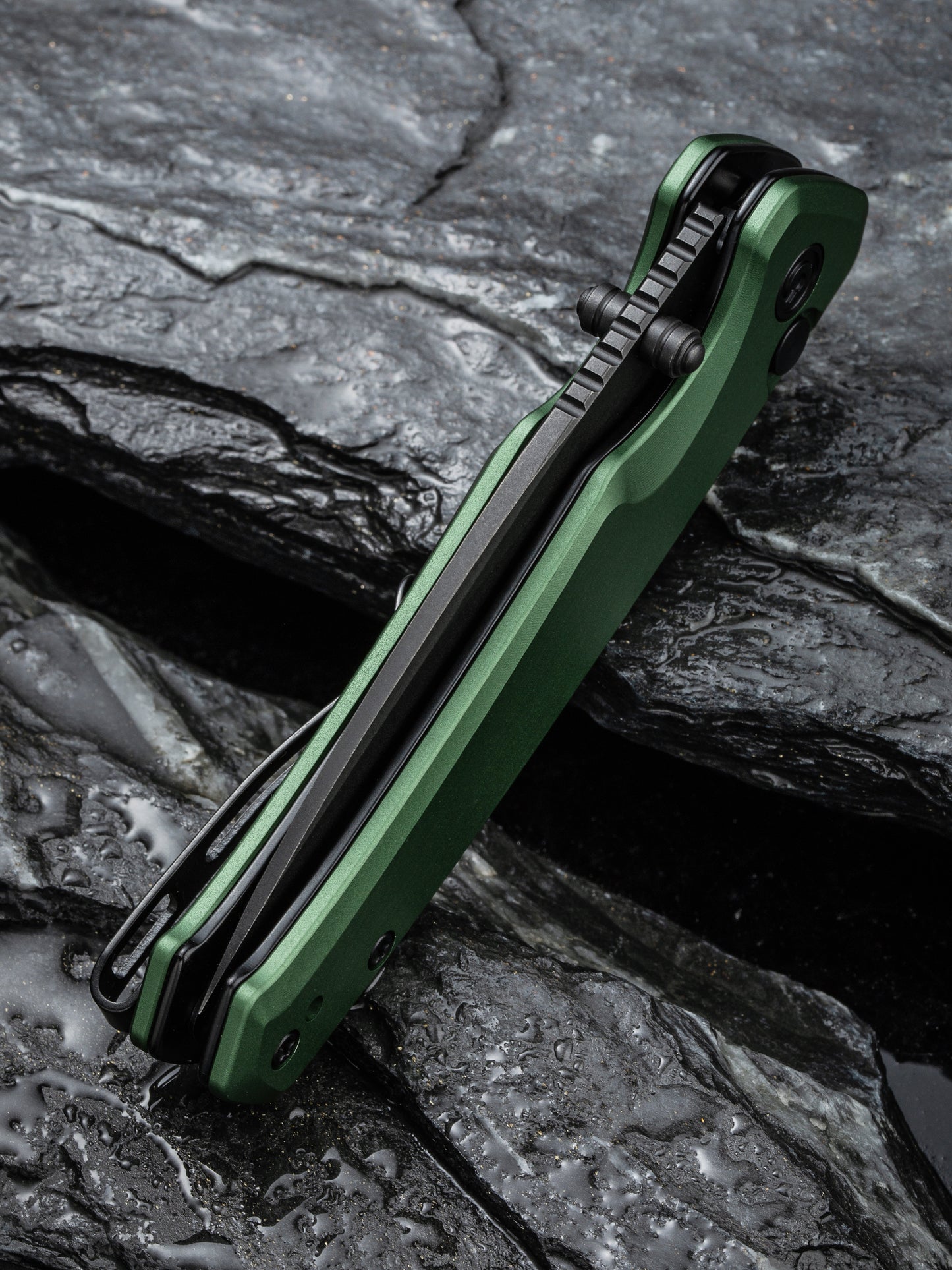 Civivi Altus 2.97" Nitro-V Black Green Aluminium Folding Knife C20076-5