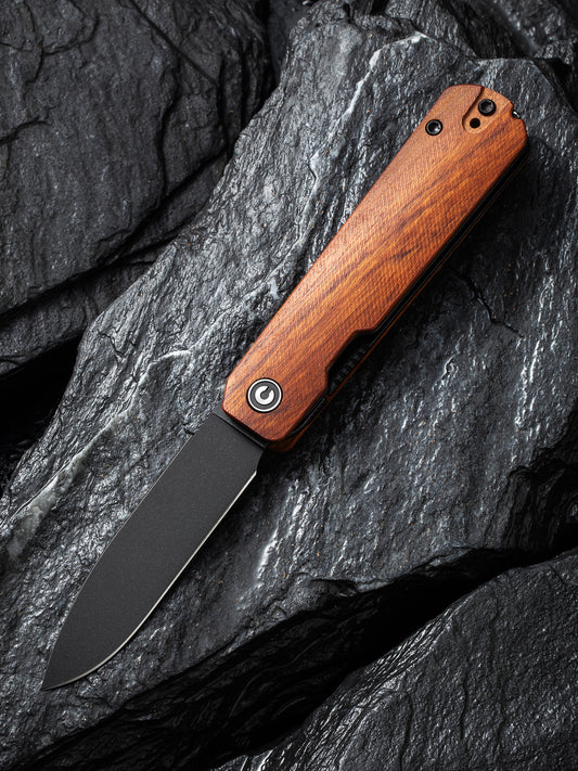 Civivi Sendy 2.83" Nitro-V Black Guibourtia  Wood Folding Knife by Ben Peterson C21004A-2