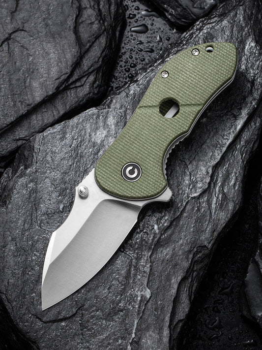 Civivi Gordo 2.51" D2 Olive Green Canvas Micarta Folding Knife by Peter Carey C22018C-2