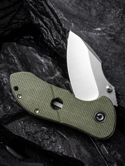 Civivi Gordo 2.51" D2 Olive Green Canvas Micarta Folding Knife by Peter Carey C22018C-2