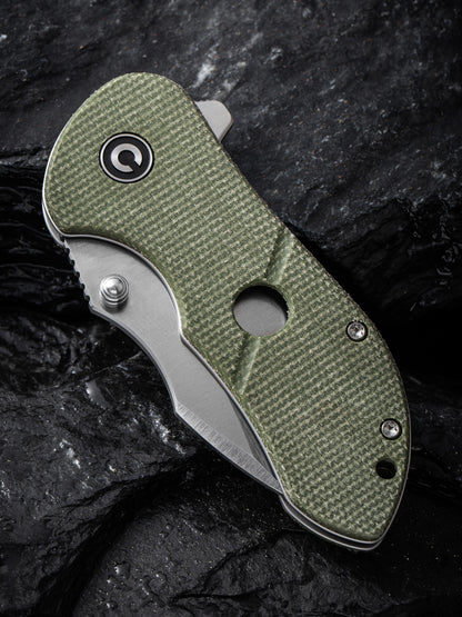 Civivi Gordo 2.51" D2 Olive Green Canvas Micarta Folding Knife by Peter Carey C22018C-2