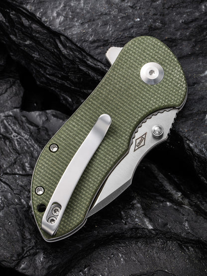 Civivi Gordo 2.51" D2 Olive Green Canvas Micarta Folding Knife by Peter Carey C22018C-2