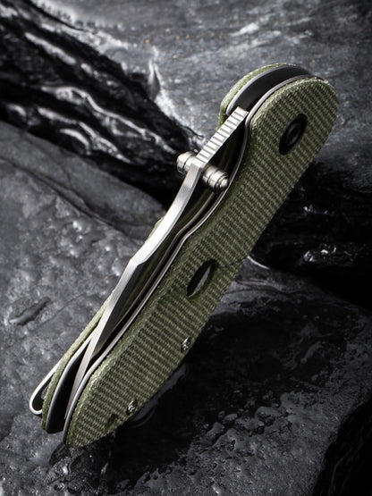 Civivi Gordo 2.51" D2 Olive Green Canvas Micarta Folding Knife by Peter Carey C22018C-2