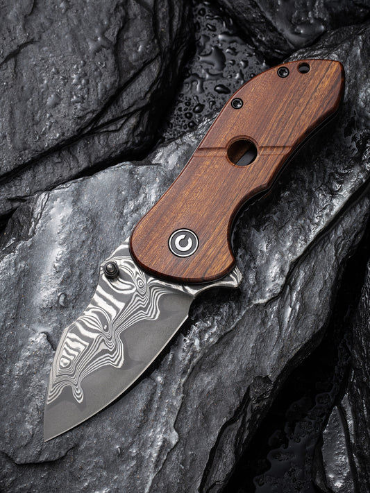 Civivi Gordo 2.51" Damascus Cuibourtia Wood Folding Knife by Peter Carey C22018C-DS1