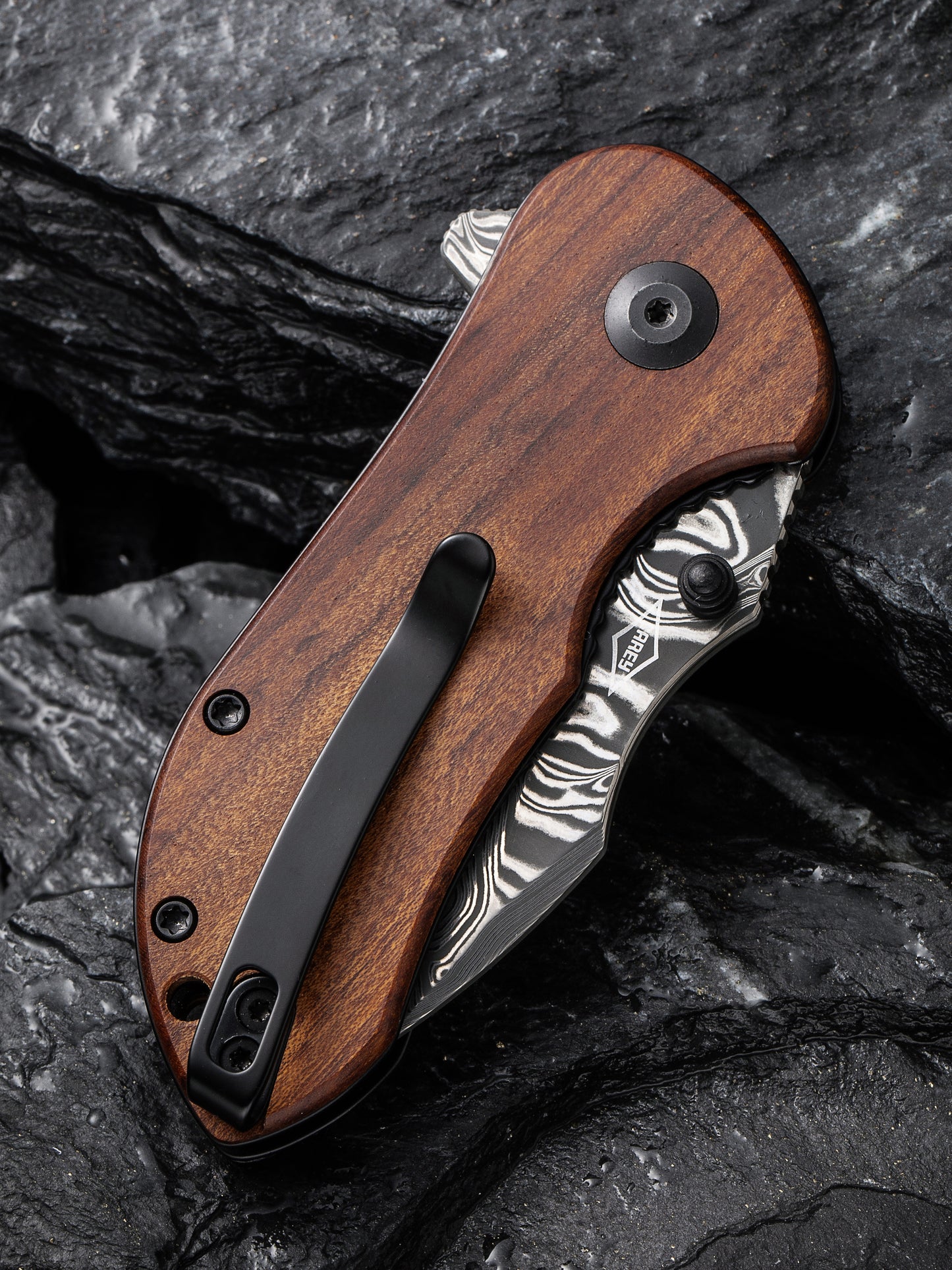 Civivi Gordo 2.51" Damascus Cuibourtia Wood Folding Knife by Peter Carey C22018C-DS1