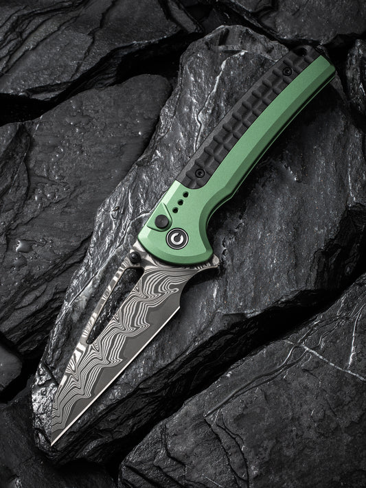 Civivi Sentinel Strike 3.7" Damascus Green/Black Aluminium Folding Knife C22025B-DS1