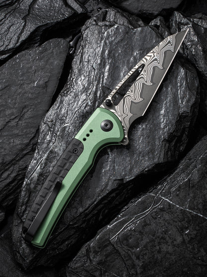 Civivi Sentinel Strike 3.7" Damascus Green/Black Aluminium Folding Knife C22025B-DS1