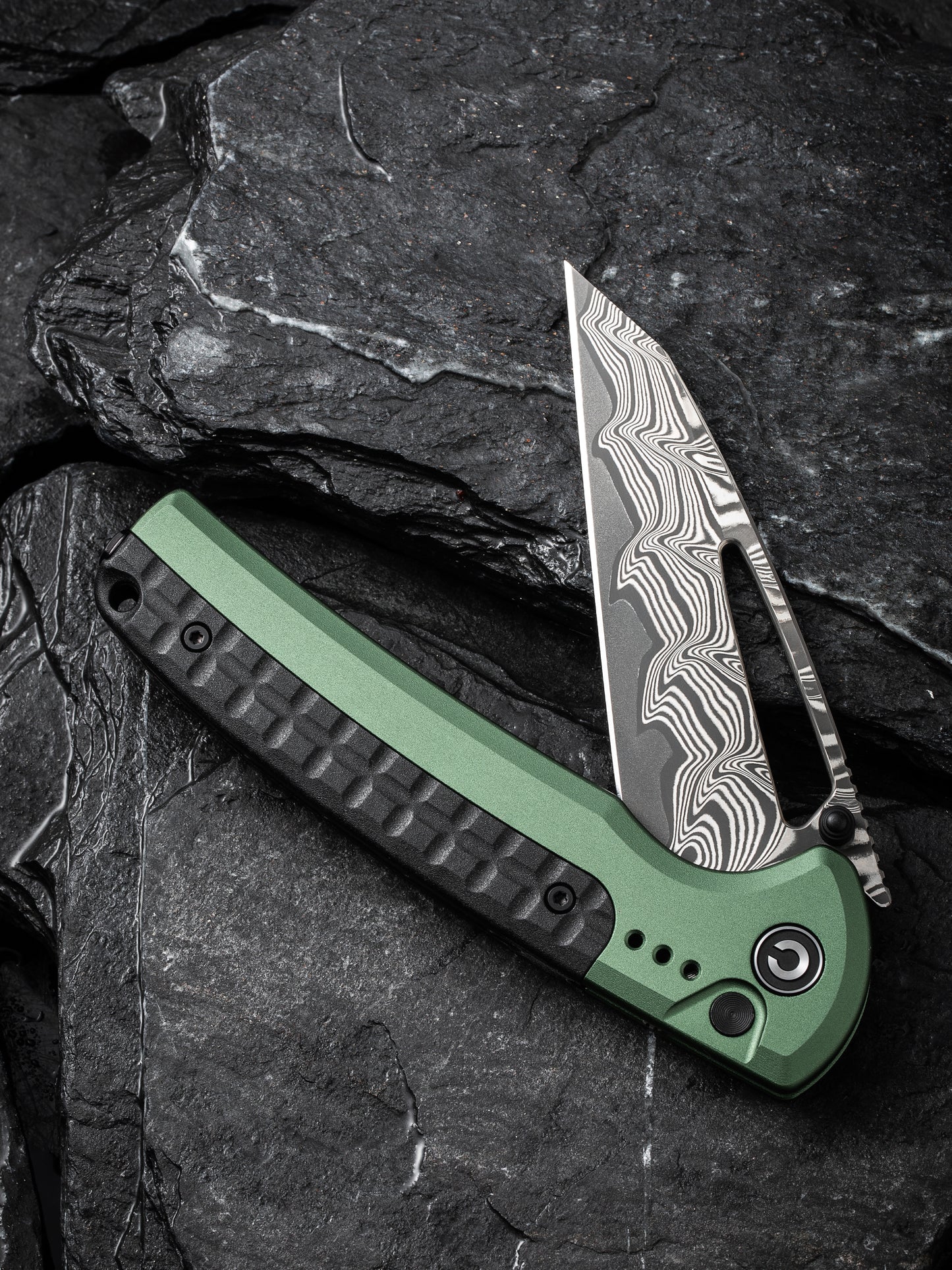 Civivi Sentinel Strike 3.7" Damascus Green/Black Aluminium Folding Knife C22025B-DS1