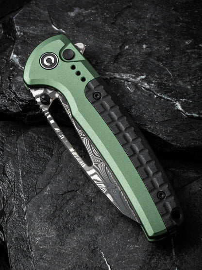 Civivi Sentinel Strike 3.7" Damascus Green/Black Aluminium Folding Knife C22025B-DS1