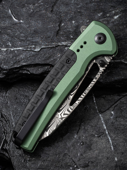 Civivi Sentinel Strike 3.7" Damascus Green/Black Aluminium Folding Knife C22025B-DS1