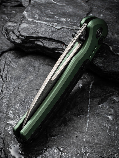 Civivi Sentinel Strike 3.7" Damascus Green/Black Aluminium Folding Knife C22025B-DS1