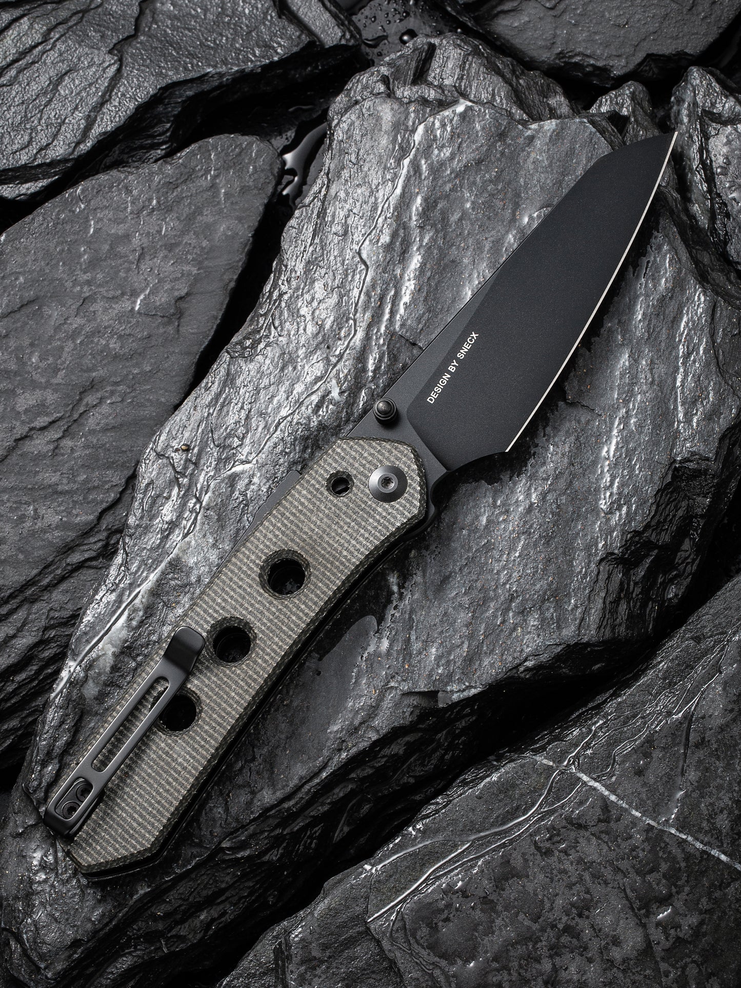 Civivi Vision FG 3.54" Black Nitro-V Dark Green Micarta Folding Knife by Snecx C22036-3