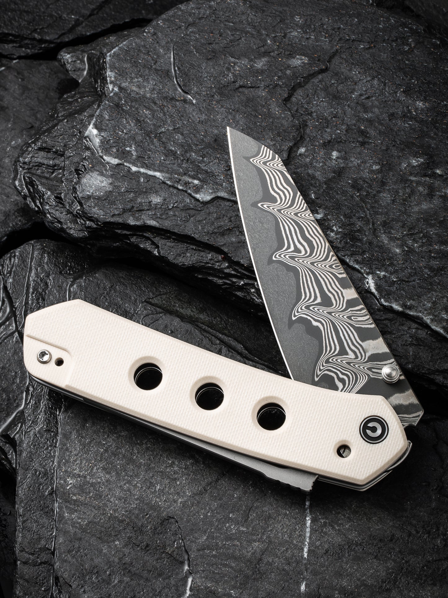 Civivi Vision FG 3.54" Damascus Ivory G10 Folding Knife by Snecx C22036-DS1