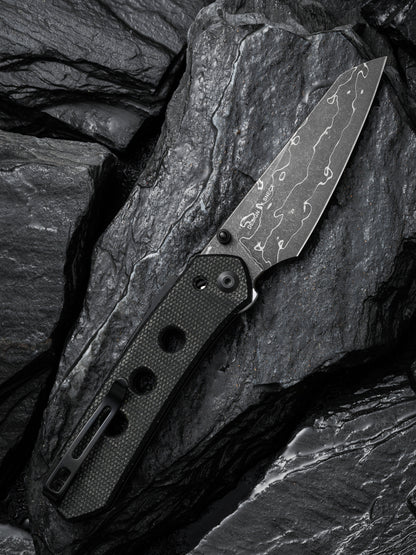 Civivi Vision FG 3.54" Damascus Black Canvas Micarta Folding Knife by Snecx C22036-DS2