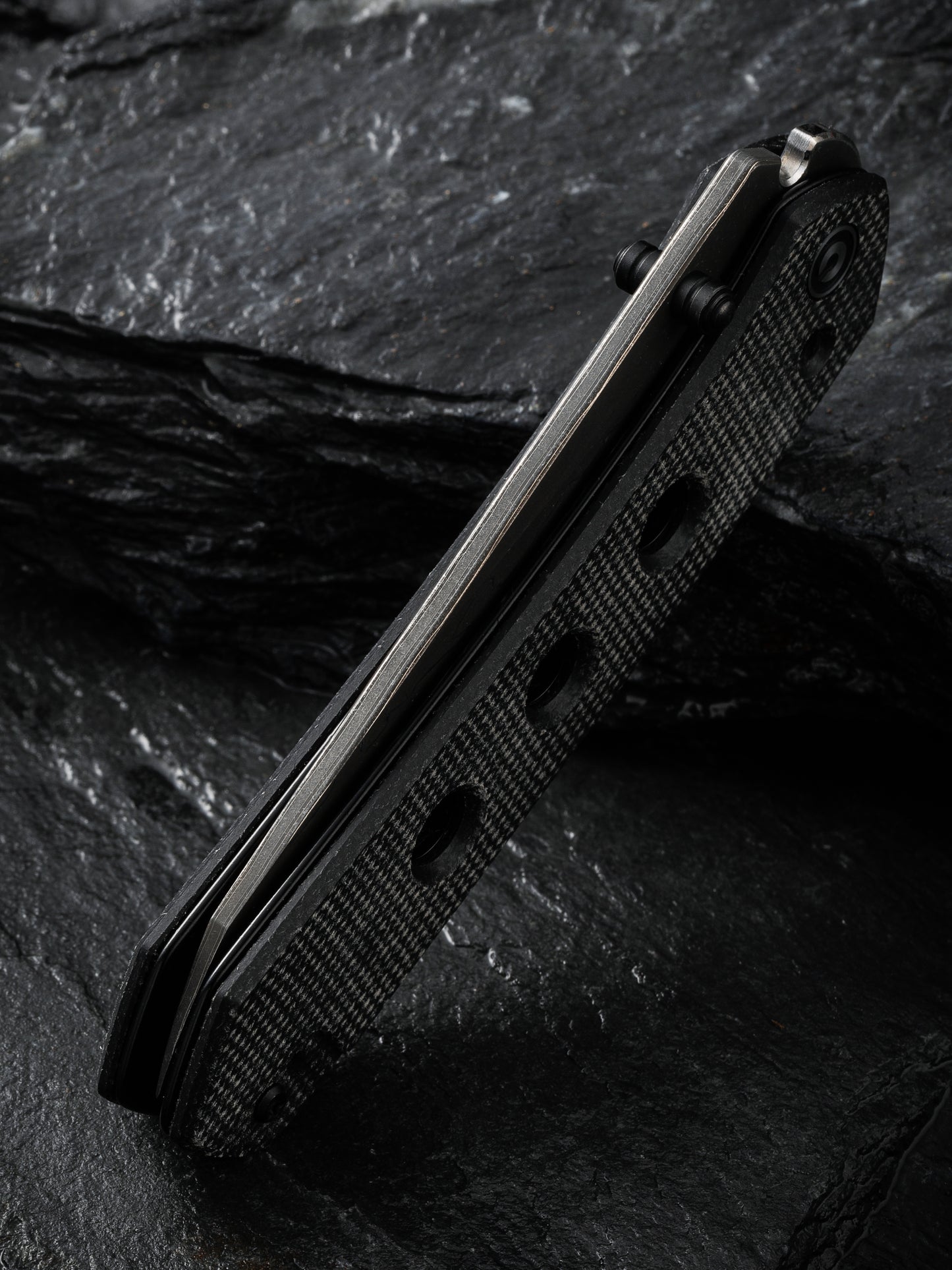 Civivi Vision FG 3.54" Damascus Black Canvas Micarta Folding Knife by Snecx C22036-DS2