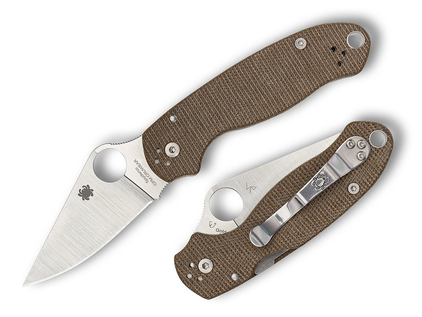 Spyderco Para 3 2.93" CPM Cru-Wear Brown Canvas Micarta Folding Knife C223MPCW