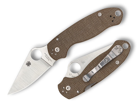 Spyderco Para 3 2.93" CPM Cru-Wear Brown Canvas Micarta Folding Knife C223MPCW