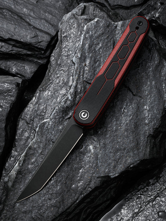 Civivi KwaiQ 2.97" Nitro-V Black Burgundy/Black G10 Folding Knife by Rafal Brzeski C23015-1