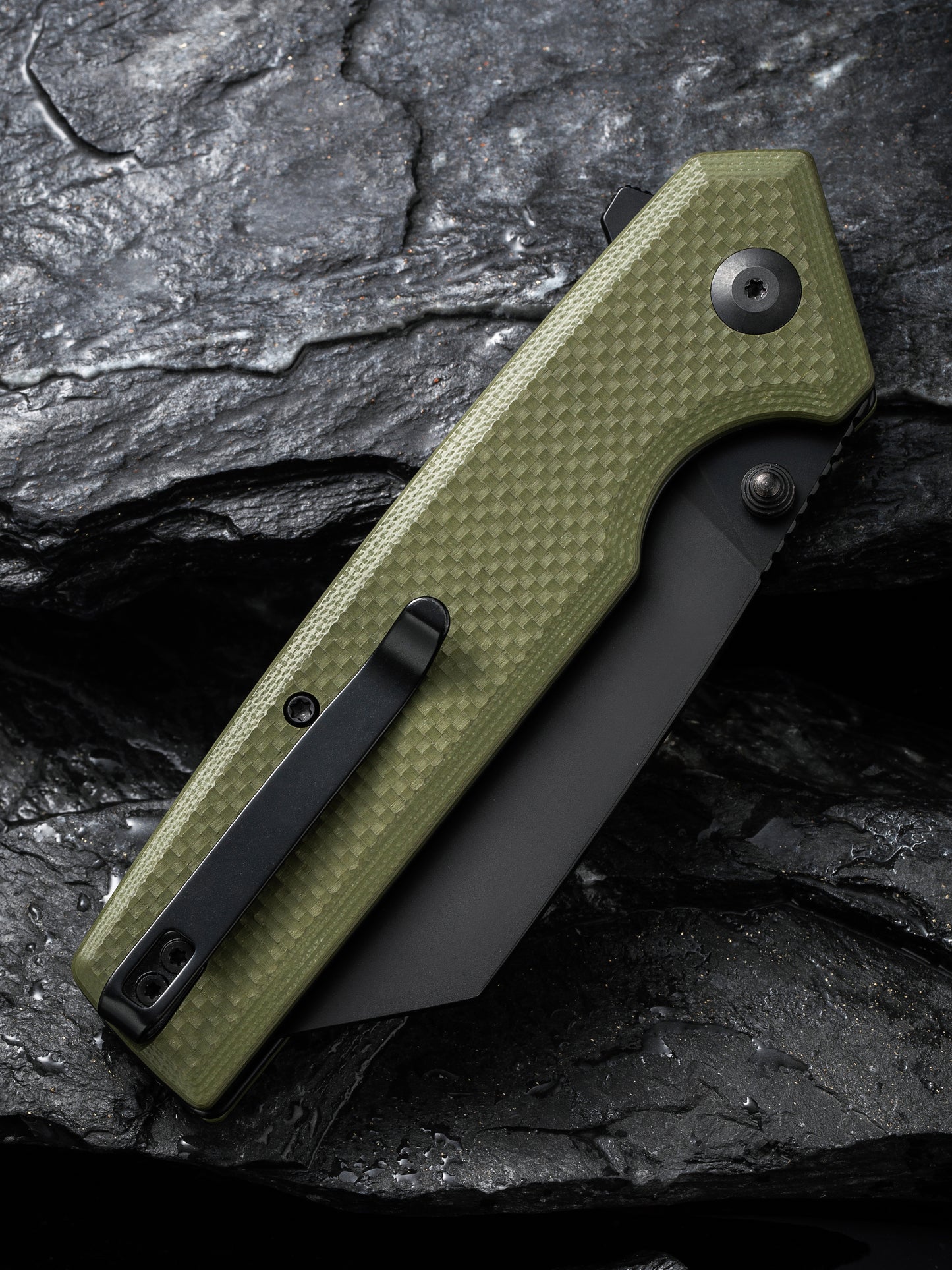 Civivi Amirite 3.48" Nitro-V Black Modified Wharncliffe OD Green G10 Folding Knife C23028-3