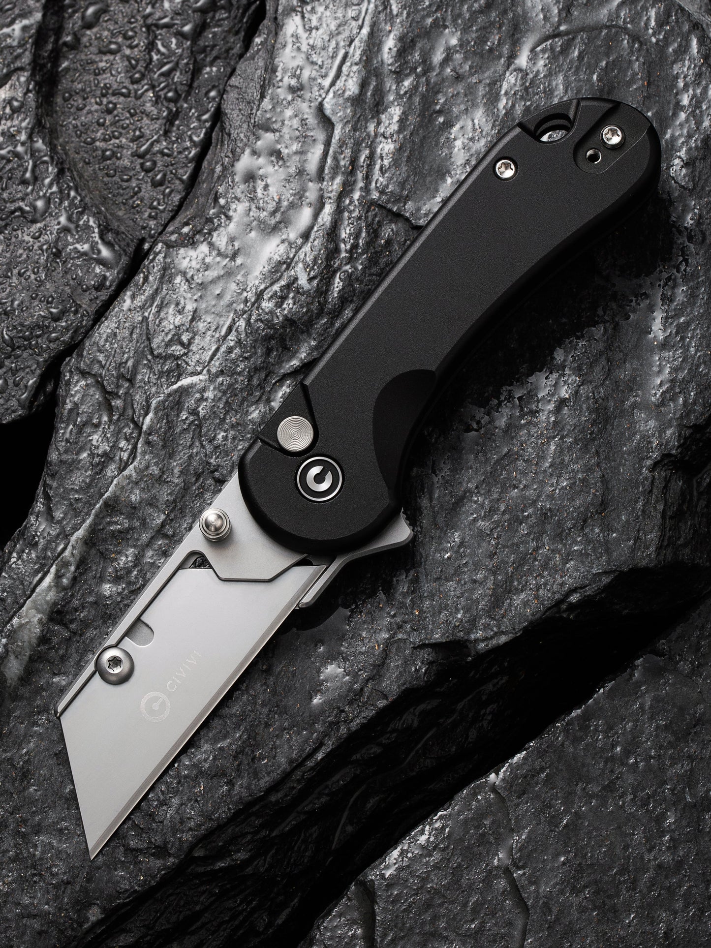 Civivi Elementum Utility Button Lock 2.26" Replaceable Blade Black Folding Knife with 3 Extra Blades C23039B-1