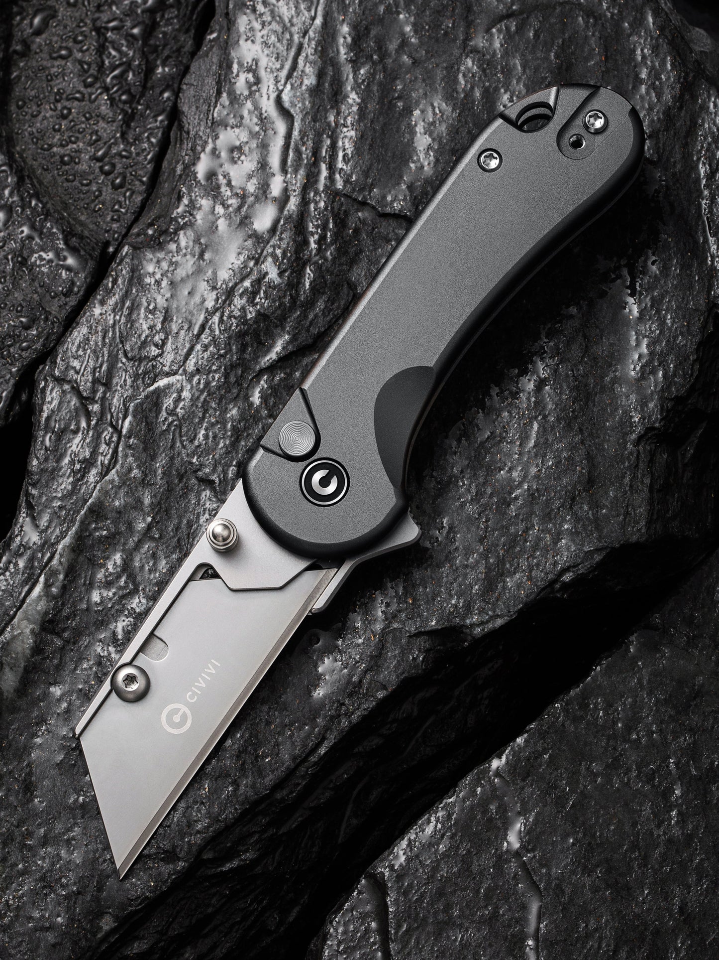 Civivi Elementum Utility Button Lock 2.26" Replaceable Blade Gray Folding Knife with 3 Extra Blades C23039B-4