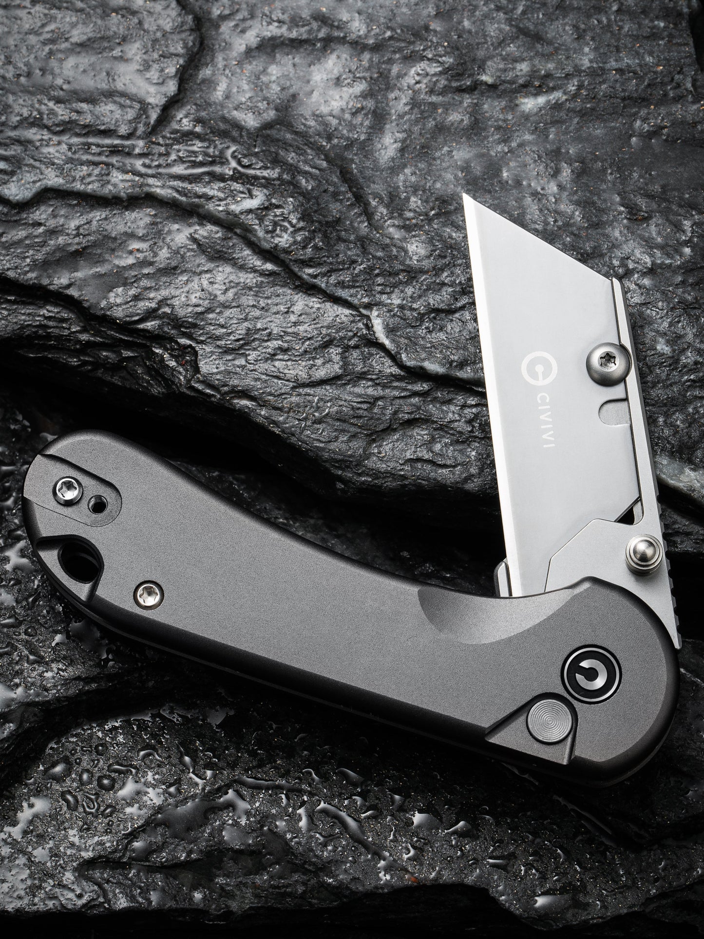 Civivi Elementum Utility Button Lock 2.26" Replaceable Blade Gray Folding Knife with 3 Extra Blades C23039B-4