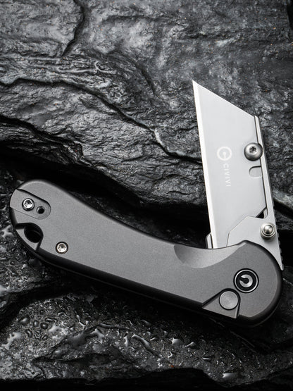 Civivi Elementum Utility Button Lock 2.26" Replaceable Blade Gray Folding Knife with 3 Extra Blades C23039B-4