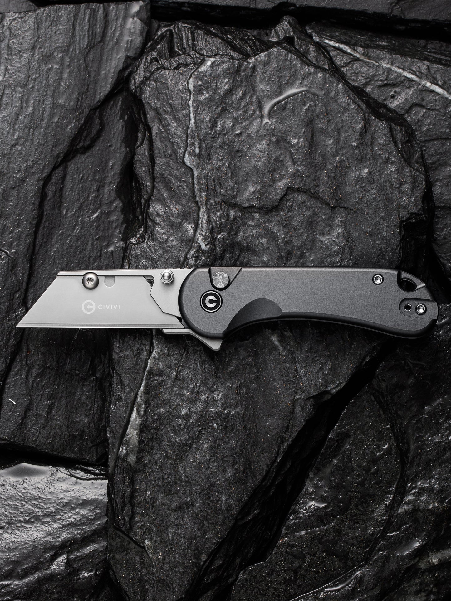 Civivi Elementum Utility Button Lock 2.26" Replaceable Blade Gray Folding Knife with 3 Extra Blades C23039B-4