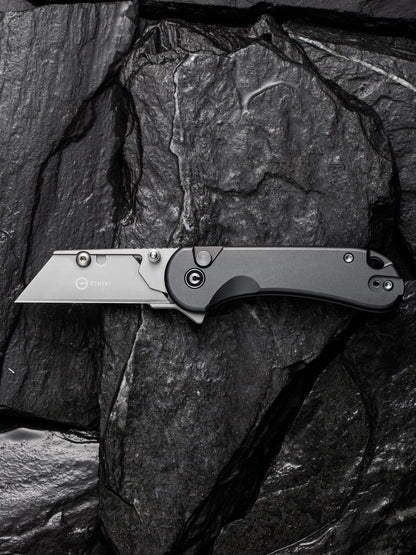 Civivi Elementum Utility Button Lock 2.26" Replaceable Blade Gray Folding Knife with 3 Extra Blades C23039B-4