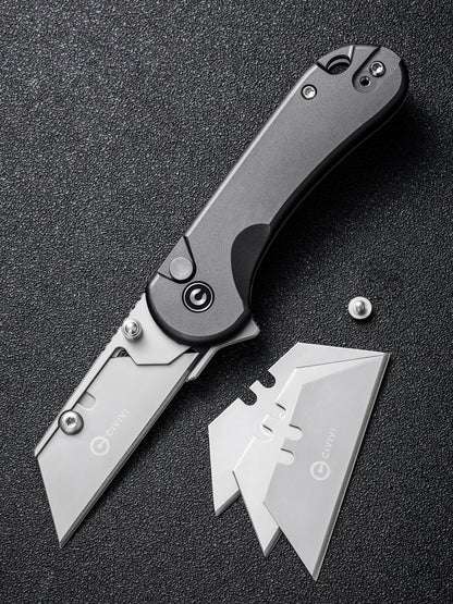 Civivi Elementum Utility Button Lock 2.26" Replaceable Blade Gray Folding Knife with 3 Extra Blades C23039B-4