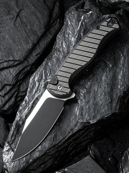 Civivi Stormhowl 3.3" Nitro-V Milled Black Aluminium Button Lock Folding Knife C23040B-1