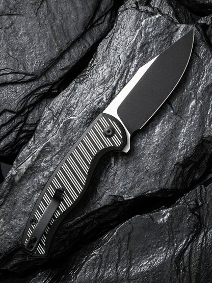 Civivi Stormhowl 3.3" Nitro-V Milled Black Aluminium Button Lock Folding Knife C23040B-1