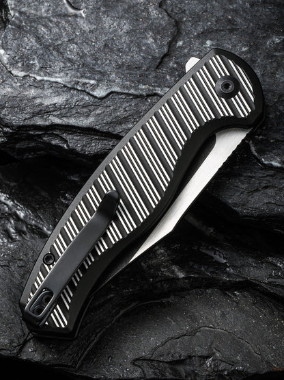 Civivi Stormhowl 3.3" Nitro-V Milled Black Aluminium Button Lock Folding Knife C23040B-1