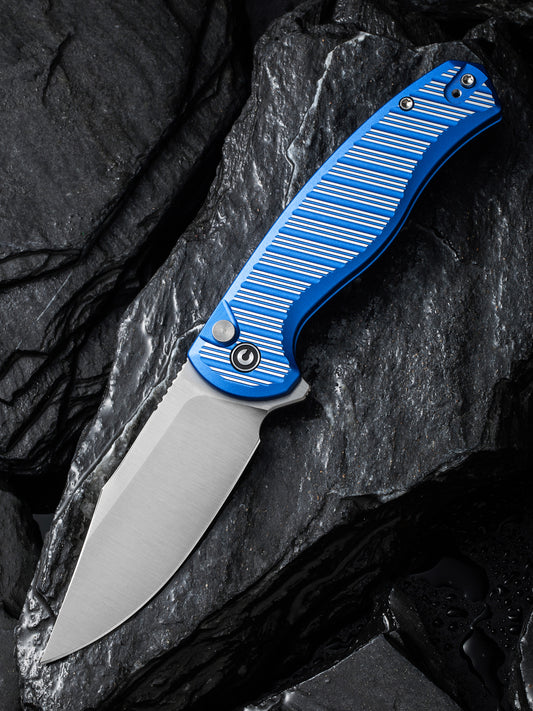 Civivi Stormhowl 3.3" Nitro-V Milled Bright Blue Aluminium Button Lock Folding Knife C23040B-2
