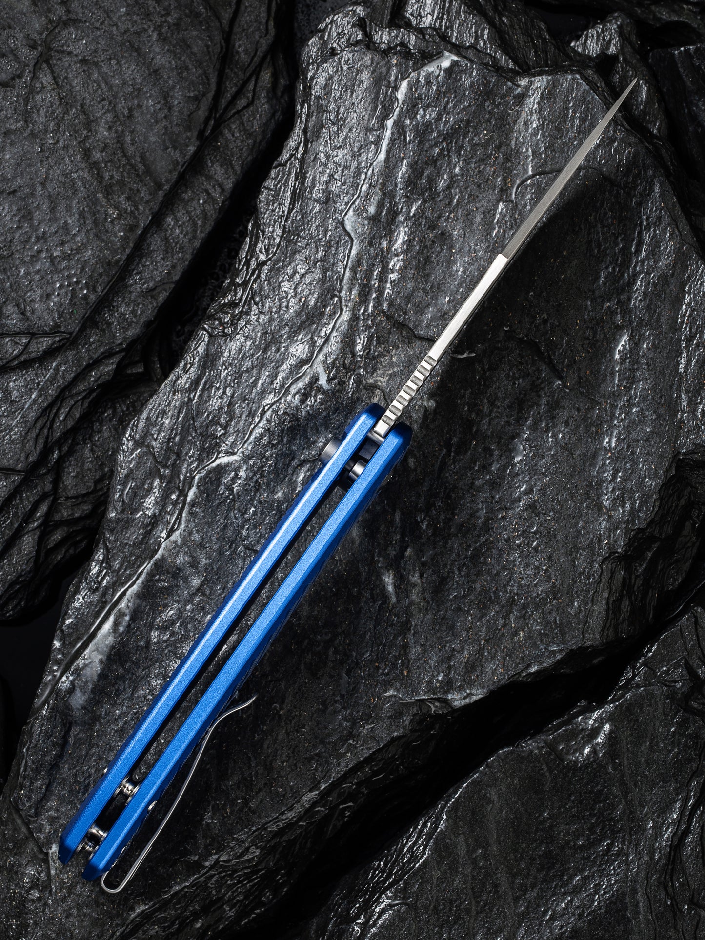 Civivi Stormhowl 3.3" Nitro-V Milled Bright Blue Aluminium Button Lock Folding Knife C23040B-2