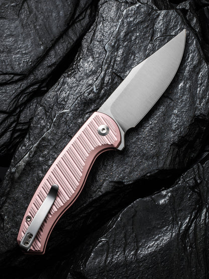 Civivi Stormhowl 3.3" Nitro-V Milled Light Pink Aluminium Button Lock Folding Knife C23040B-3