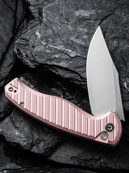 Civivi Stormhowl 3.3" Nitro-V Milled Light Pink Aluminium Button Lock Folding Knife C23040B-3