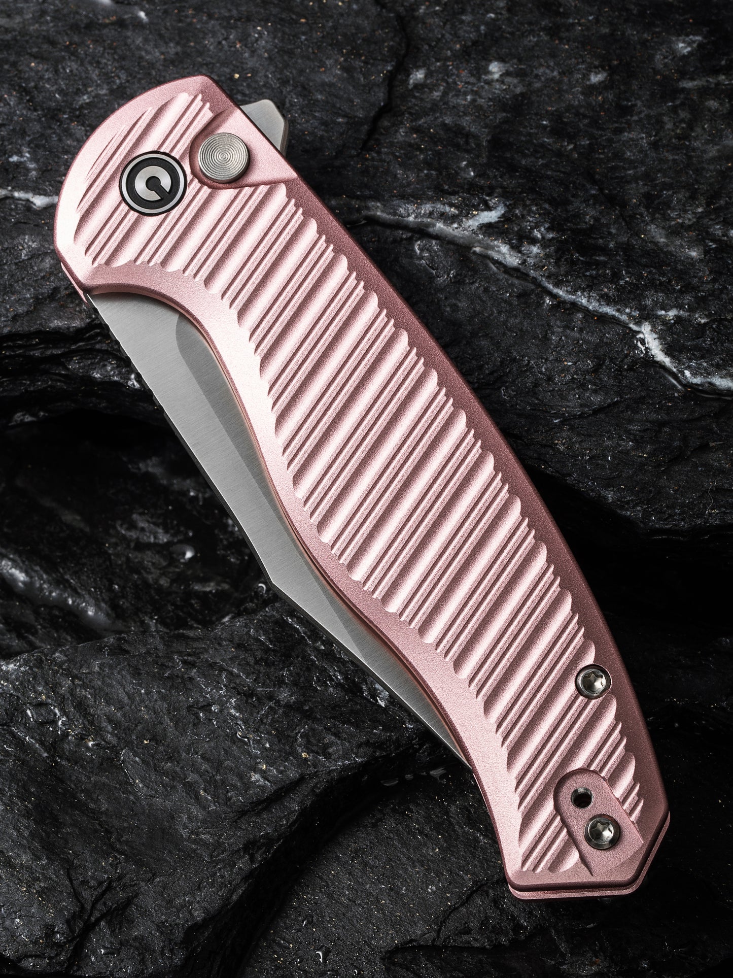 Civivi Stormhowl 3.3" Nitro-V Milled Light Pink Aluminium Button Lock Folding Knife C23040B-3