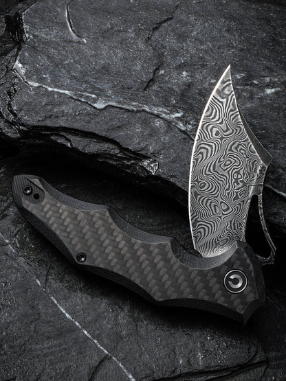 Civivi Chiro 3.1" Black Damascus Carbon Fiber/G10 Folding Knife C23046-DS1