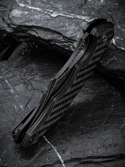Civivi Chiro 3.1" Black Damascus Carbon Fiber/G10 Folding Knife C23046-DS1