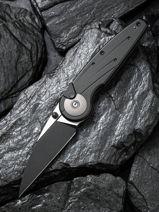 Civivi Starflare 3.3" Nitro-V Black Aluminium Wharncliffe Button Lock Folding Knife C23052-1