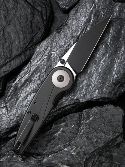 Civivi Starflare 3.3" Nitro-V Black Aluminium Wharncliffe Button Lock Folding Knife C23052-1